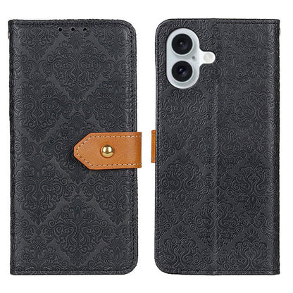 European Floral Embossed Leather Phone Case