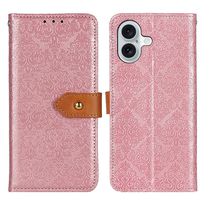 European Floral Embossed Leather Phone Case, For iPhone 16e / 17e, For iPhone 16 Pro Max, For iPhone 16 Pro, For iPhone 16 Plus, For iPhone 16, For iPhone 15 Pro Max, For iPhone 15 Pro, For iPhone 15 Plus