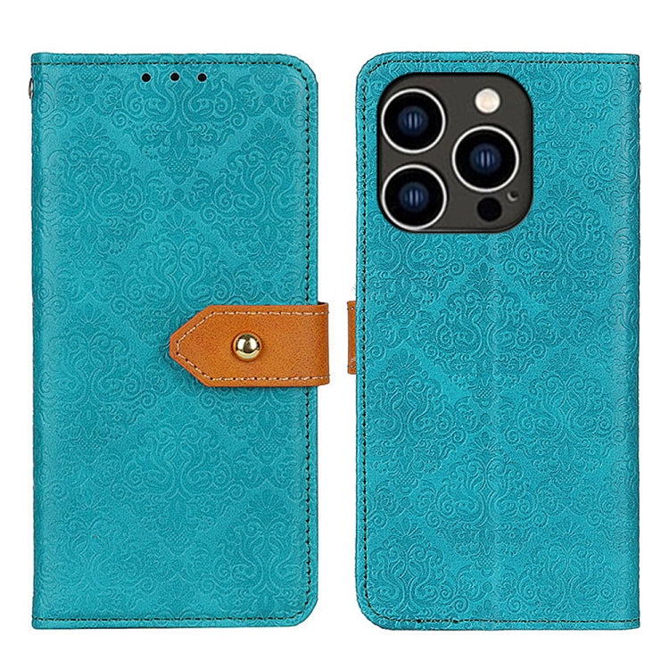 European Floral Embossed Leather Phone Case