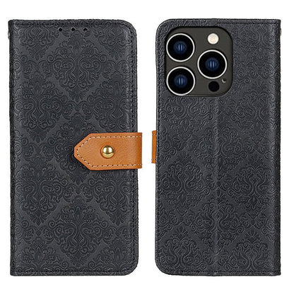 European Floral Embossed Leather Phone Case