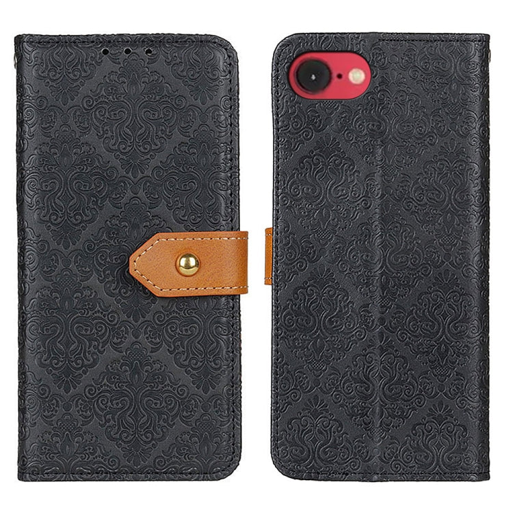 European Floral Embossed Leather Phone Case, For iPhone 16e / 17e, For iPhone 16 Pro Max, For iPhone 16 Pro, For iPhone 16 Plus, For iPhone 16, For iPhone 15 Pro Max, For iPhone 15 Pro, For iPhone 15 Plus