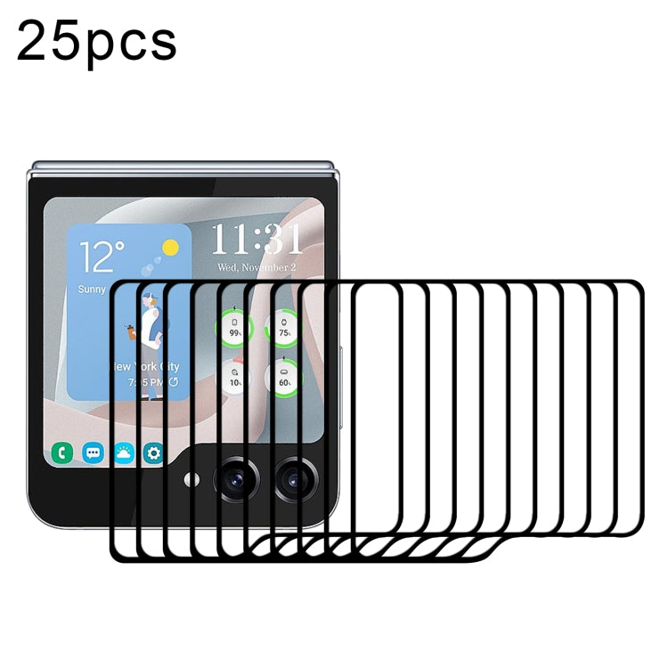 25pcs External Small Screen Full Glue Full Cover Screen Protector Tempered Glass Film