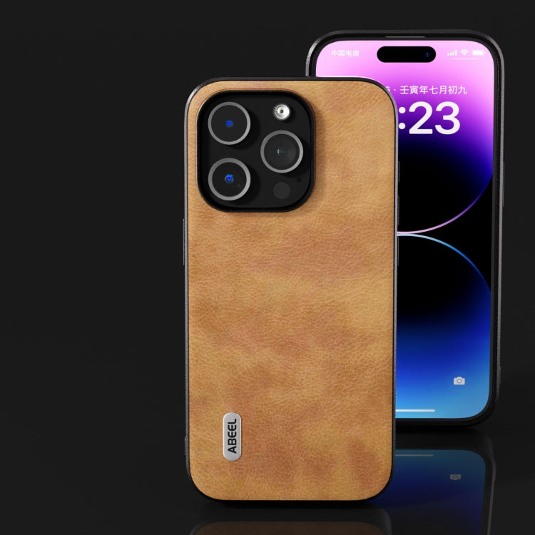 ABEEL Retro Litchi Texture PU Phone Case, For iPhone 14 Pro, For iPhone 14 Pro Max