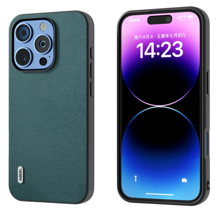 ABEEL Genuine Leather Luolai Series Phone Case, For iPhone 16 Pro Max, For iPhone 16 Pro, For iPhone 16 Plus, For iPhone 16, For iPhone 15 Pro Max, For iPhone 15 Pro