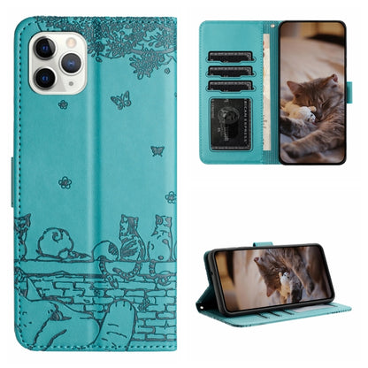 Cat Embossing Pattern Leather Phone Case with Lanyard, For iPhone 12 mini, For iPhone 11 Pro Max, For iPhone 11, For iPhone 11 Pro
