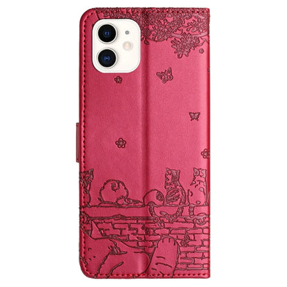 Cat Embossing Pattern Leather Phone Case with Lanyard, For iPhone 12 mini, For iPhone 11 Pro Max, For iPhone 11, For iPhone 11 Pro