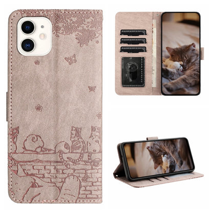 Cat Embossing Pattern Leather Phone Case with Lanyard, For iPhone 12 mini, For iPhone 11 Pro Max, For iPhone 11, For iPhone 11 Pro