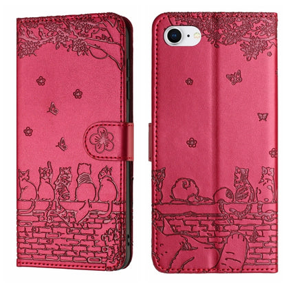 Cat Embossing Pattern Leather Phone Case with Lanyard, For iPhone 18 Pro / 17 Pro, For iPhone 18 Pro Max / 17 Pro Max, For iPhone 16e / 17e, For iPhone 17