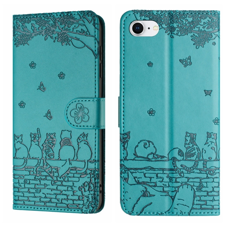 Cat Embossing Pattern Leather Phone Case with Lanyard, For iPhone 18 Pro / 17 Pro, For iPhone 18 Pro Max / 17 Pro Max, For iPhone 16e / 17e, For iPhone 17