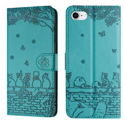 Cat Embossing Pattern Leather Phone Case with Lanyard, For iPhone 18 Pro / 17 Pro, For iPhone 18 Pro Max / 17 Pro Max, For iPhone 16e / 17e, For iPhone 17