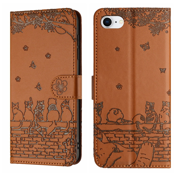 Cat Embossing Pattern Leather Phone Case with Lanyard, For iPhone 18 Pro / 17 Pro, For iPhone 18 Pro Max / 17 Pro Max, For iPhone 16e / 17e, For iPhone 17
