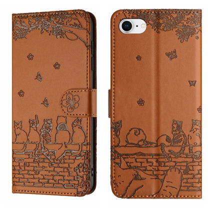 Cat Embossing Pattern Leather Phone Case with Lanyard, For iPhone 18 Pro / 17 Pro, For iPhone 18 Pro Max / 17 Pro Max, For iPhone 16e / 17e, For iPhone 17