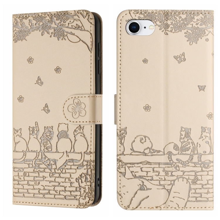Cat Embossing Pattern Leather Phone Case with Lanyard, For iPhone 18 Pro / 17 Pro, For iPhone 18 Pro Max / 17 Pro Max, For iPhone 16e / 17e, For iPhone 17