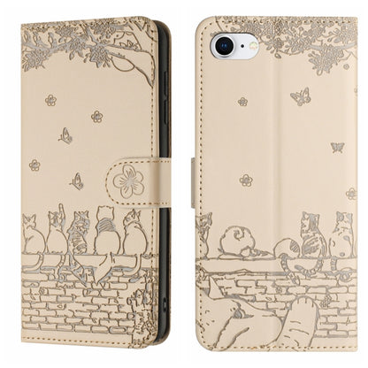 Cat Embossing Pattern Leather Phone Case with Lanyard, For iPhone 18 Pro / 17 Pro, For iPhone 18 Pro Max / 17 Pro Max, For iPhone 16e / 17e, For iPhone 17