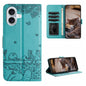 Cat Embossing Pattern Leather Phone Case with Lanyard, For iPhone Air, For iPhone 16 Pro Max, For iPhone 16 Pro, For iPhone 16 Plus