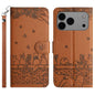 Cat Embossing Pattern Leather Phone Case with Lanyard, For iPhone 18 Pro / 17 Pro, For iPhone 18 Pro Max / 17 Pro Max, For iPhone 16e / 17e, For iPhone 17