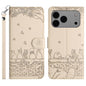 Cat Embossing Pattern Leather Phone Case with Lanyard, For iPhone 18 Pro / 17 Pro, For iPhone 18 Pro Max / 17 Pro Max, For iPhone 16e / 17e, For iPhone 17