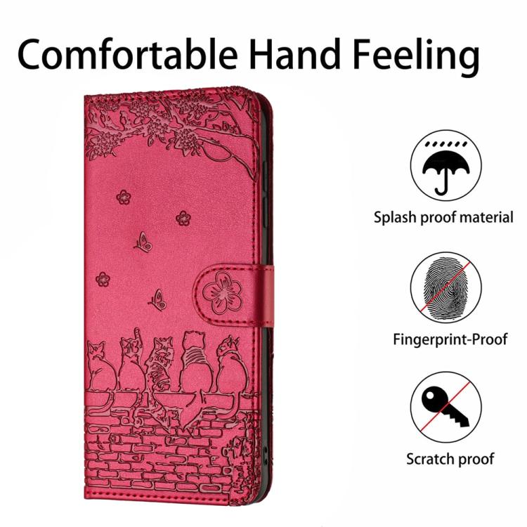 Cat Embossing Pattern Leather Phone Case with Lanyard, For iPhone 18 Pro / 17 Pro, For iPhone 18 Pro Max / 17 Pro Max, For iPhone 16e / 17e, For iPhone 17