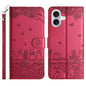 Cat Embossing Pattern Leather Phone Case with Lanyard, For iPhone 18 Pro / 17 Pro, For iPhone 18 Pro Max / 17 Pro Max, For iPhone 16e / 17e, For iPhone 17