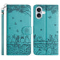 Cat Embossing Pattern Leather Phone Case with Lanyard, For iPhone 18 Pro / 17 Pro, For iPhone 18 Pro Max / 17 Pro Max, For iPhone 16e / 17e, For iPhone 17