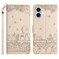 Cat Embossing Pattern Leather Phone Case with Lanyard, For iPhone 16e / 17e, For iPhone 17 Pro Max, For iPhone 17 Pro, For iPhone 17