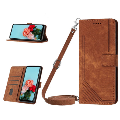 Skin Feel Stripe Pattern Leather Phone Case with Long Lanyard, Series 4