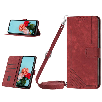 Skin Feel Stripe Pattern Leather Phone Case with Long Lanyard, Series 4