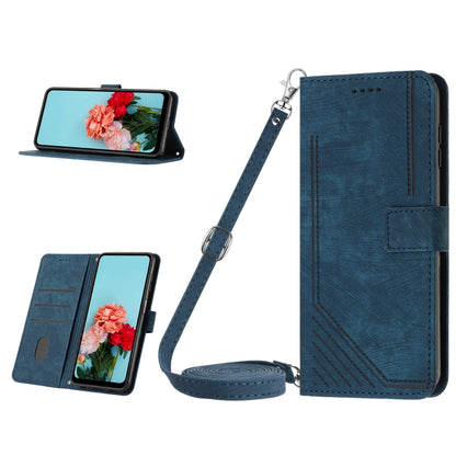 Skin Feel Stripe Pattern Leather Phone Case with Long Lanyard, Series 4