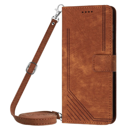 Skin Feel Stripe Pattern Leather Phone Case with Long Lanyard, Series 4