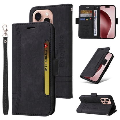 BETOPNICE Dual-side Buckle Leather Phone Case, For iPhone 16 Pro Max, For iPhone 16 Pro, For iPhone 16 Plus, For iPhone 16