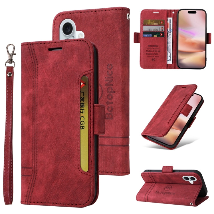 BETOPNICE Dual-side Buckle Leather Phone Case, For iPhone 16 Pro Max, For iPhone 16 Pro, For iPhone 16 Plus, For iPhone 16