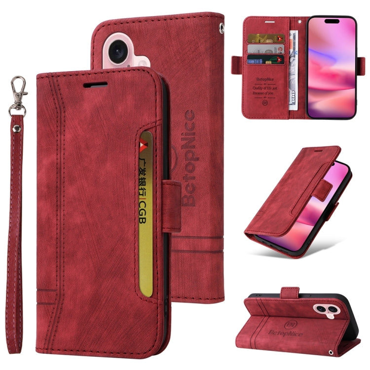 BETOPNICE Dual-side Buckle Leather Phone Case, For iPhone 16 Pro Max, For iPhone 16 Pro, For iPhone 16 Plus, For iPhone 16