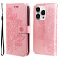 Seven-petal Flowers Embossing Leather Phone Case, For iPhone 16, For iPhone 15 Pro Max, For iPhone 15 Pro, For iPhone 15 Plus