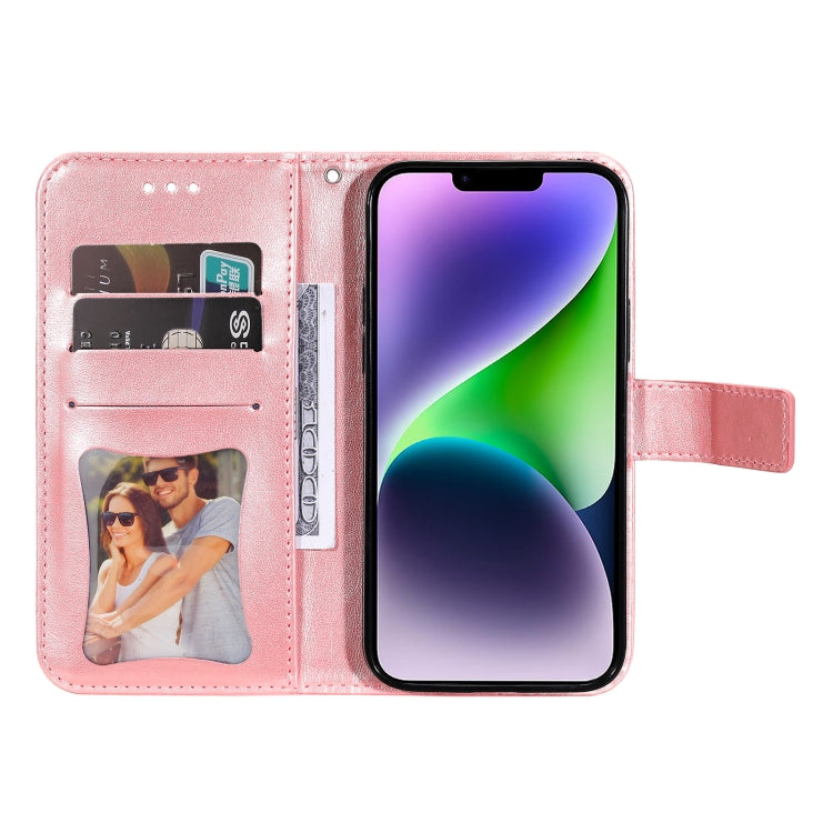 Seven-petal Flowers Embossing Leather Phone Case, For iPhone 15