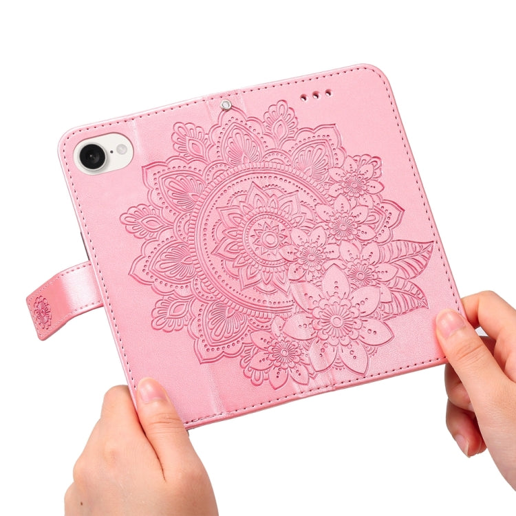 Seven-petal Flowers Embossing Leather Phone Case, For iPhone 17e / 16e, For iPhone 17 Pro Max, For iPhone 17 Pro, For iPhone 17