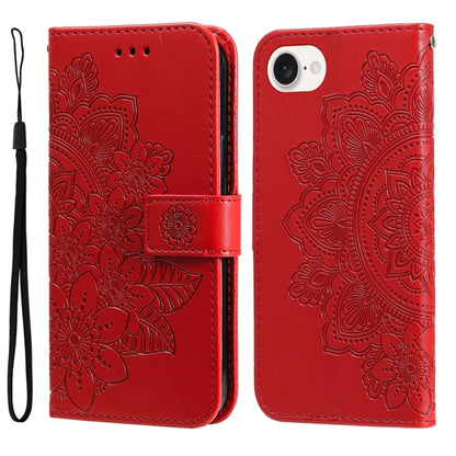 Seven-petal Flowers Embossing Leather Phone Case, For iPhone 17e / 16e, For iPhone 17 Pro Max, For iPhone 17 Pro, For iPhone 17