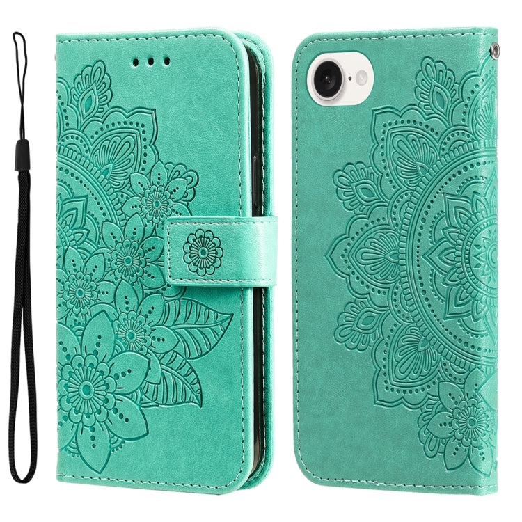 Seven-petal Flowers Embossing Leather Phone Case, For iPhone 17e / 16e, For iPhone 17 Pro Max, For iPhone 17 Pro, For iPhone 17