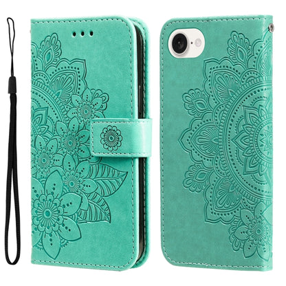Seven-petal Flowers Embossing Leather Phone Case, For iPhone 17e / 16e, For iPhone 17 Pro Max, For iPhone 17 Pro, For iPhone 17