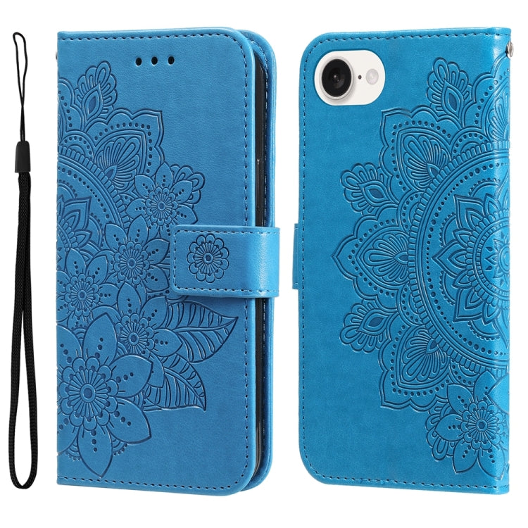 Seven-petal Flowers Embossing Leather Phone Case, For iPhone 17e / 16e, For iPhone 17 Pro Max, For iPhone 17 Pro, For iPhone 17