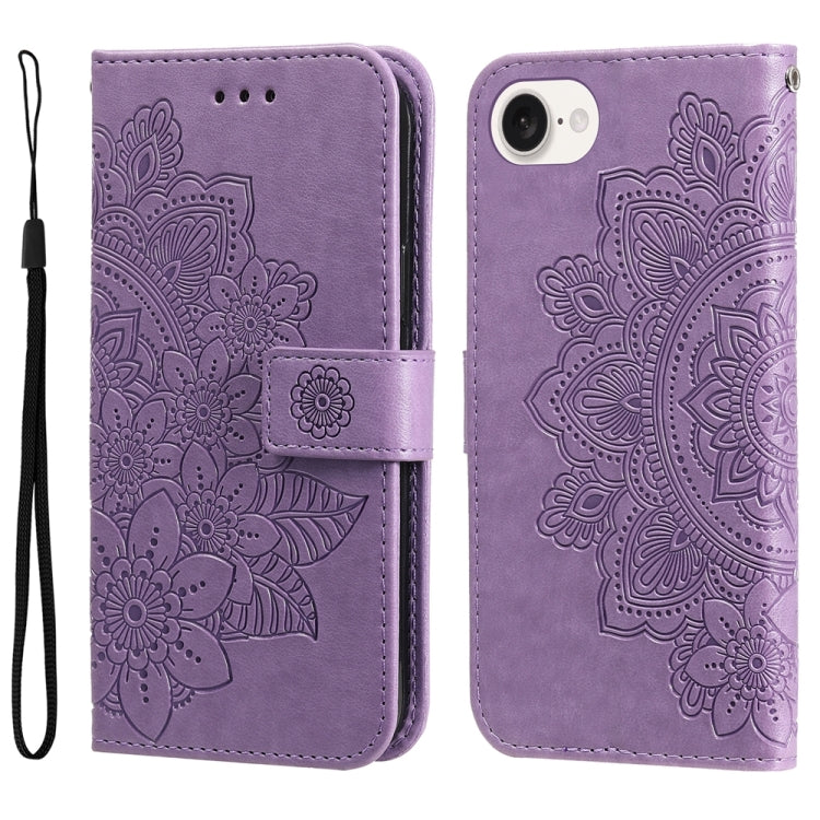 Seven-petal Flowers Embossing Leather Phone Case, For iPhone 17e / 16e, For iPhone 17 Pro Max, For iPhone 17 Pro, For iPhone 17