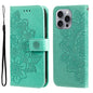 Seven-petal Flowers Embossing Leather Phone Case, For iPhone Air, For iPhone 16 Pro Max, For iPhone 16 Pro, For iPhone 16 Plus