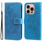 Seven-petal Flowers Embossing Leather Phone Case, For iPhone Air, For iPhone 16 Pro Max, For iPhone 16 Pro, For iPhone 16 Plus