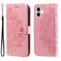 Seven-petal Flowers Embossing Leather Phone Case, For iPhone Air, For iPhone 16 Pro Max, For iPhone 16 Pro, For iPhone 16 Plus