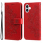 Seven-petal Flowers Embossing Leather Phone Case, For iPhone Air, For iPhone 16 Pro Max, For iPhone 16 Pro, For iPhone 16 Plus