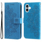 Seven-petal Flowers Embossing Leather Phone Case, For iPhone Air, For iPhone 16 Pro Max, For iPhone 16 Pro, For iPhone 16 Plus