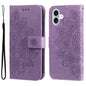 Seven-petal Flowers Embossing Leather Phone Case, For iPhone Air, For iPhone 16 Pro Max, For iPhone 16 Pro, For iPhone 16 Plus