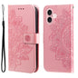 Seven-petal Flowers Embossing Leather Phone Case, For iPhone 16, For iPhone 15 Pro Max, For iPhone 15 Pro, For iPhone 15 Plus