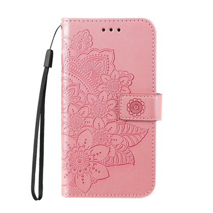 Seven-petal Flowers Embossing Leather Phone Case, For iPhone 16, For iPhone 15 Pro Max, For iPhone 15 Pro, For iPhone 15 Plus