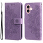 Seven-petal Flowers Embossing Leather Phone Case, For iPhone 16, For iPhone 15 Pro Max, For iPhone 15 Pro, For iPhone 15 Plus