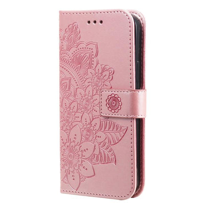 Seven-petal Flowers Embossing Leather Phone Case, For iPhone Air, For iPhone 16 Pro Max, For iPhone 16 Pro, For iPhone 16 Plus